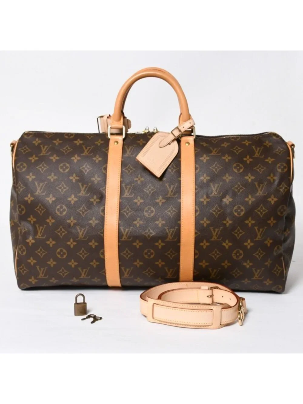 Louis Vuitton Monogram Keepall Bandouliere 50 Brown Boston Bag